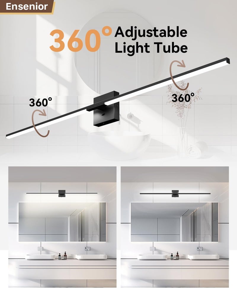 Ensenior Modern Bathroom Vanity Light 48 inch, Built-in Dimmer, 28W Dimmable 5CCT Led Bath Lights, Black Bar Vanity Lights for Bathroom Mirror Cabinets Bedroom-FCC & ETL Certificated - Image 3